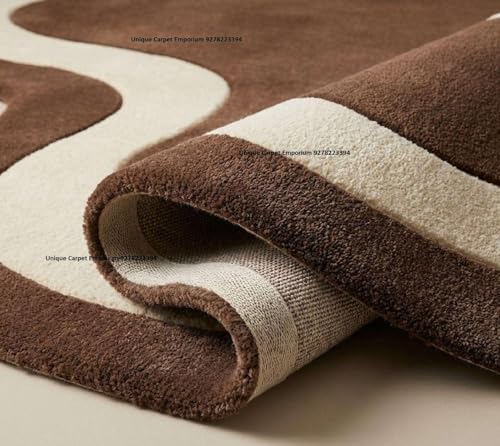 Image of Irregular Hand Tufted Carpet 6x8 Ft Modern Abstract Wool Area Rug for Living Room Bedroom Soft Plush Decorative Contemporary Floor Accent Decor