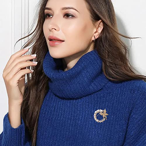 Image of GBAHFY Butterfly Pearl Brooch Gold Elegant Bridal Vintage Style Pins Wedding Banquet Anniversary Brooch for Women