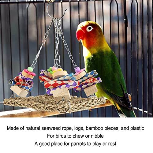 Papagaio de bambu pendurado trituração brinquedos balanço rede papagaio túnel conjunto para hamsters