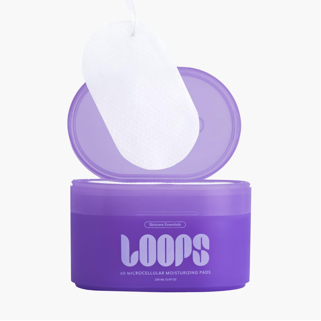 LOOPS MicroCellular Moisturizer Korean Skincare - Nourish, Replenish, and Rebalance - Collagen Boosting & Restoring - Pre-soaked Veocell Embo Bamboo Pad - Anti-Aging Face Moisturizer - Pack of 60