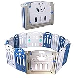 CCLIFE Laufgitter Laufstall Baby Absperrgitter Faltbar Groß Krabbelgitter kunststoff Schutzgitter Babyzaun mit Tür und Spielzeug indoor outdoor
