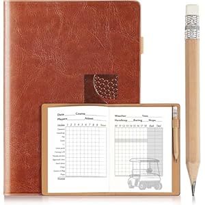 GLORIEROO Set for Dad Includes Golf Scorecard Book, Bag Tag with 5 Tees & Golf Club-Shaped Pen – Funny Birthday Present from Daughter, Son or Kids,Best Dad by Par
