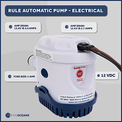 Rule Mate Automatic Bilge Pump 750 Gph / 2840 Lph, Boat Bilge Pump With Float Switch, 3/4 Inch (19Mm) Outlet, 12Vdc - Fo4646 #TOP3