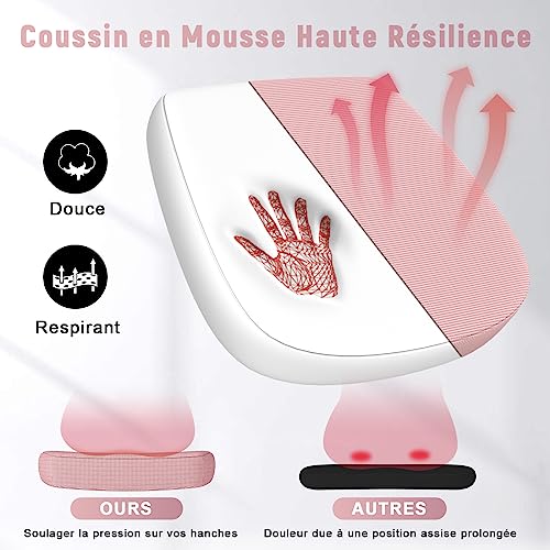 Chaise de Bureau Ergonomique Rose Maille Réglable naspaluro