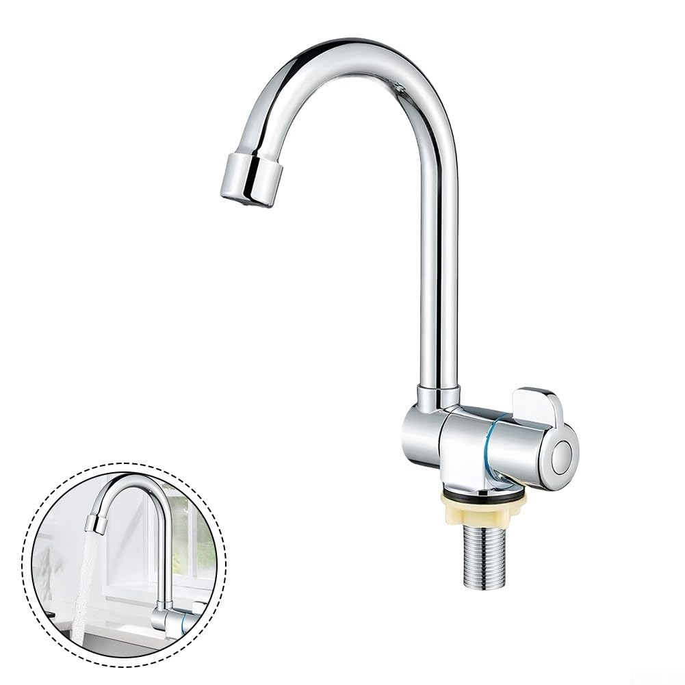 Robinet pliable pour bateau, robinet pliable pour camping-car rotatif à 360 degrés, robinet d'eau froide unique, filetage G1/2 pour évier de cuisine