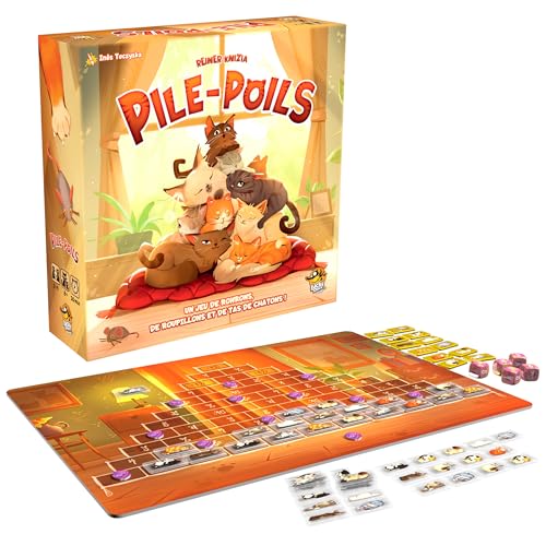 Lucky Duck Games - Piles Poils – Jeu de Société Familial Stop ou Encore avec Dés et Chats – Jeu de Stratégie Amusant pour Enfants dès 7 Ans – Aidez...