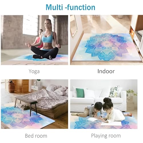 Tapis d'entrée fleurs ethniques avec microfibres douces premium