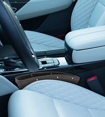 Vehicle Storage Box | Premium PU Leather Seat Catcher | Gap Filler Car Organizer| Compartment for Snacks, Electronics &Travel Essentials | Seat Side Pocket by Boxiki Travel