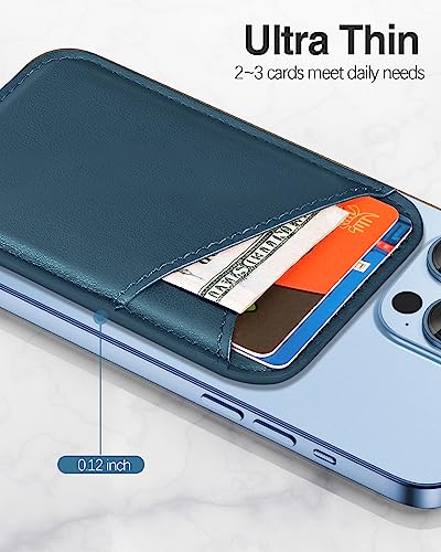 Image of Miroddi for MagSafe Wallet, Strongest Magnetic Card Holder for iPhone 17 /16 /15 /14 /13 /12 Series, Ultra-Thin Leather Magnetic Phone Wallet with 2 Card Slots, RFID Blocking, No More Falling, Blue