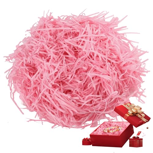 XIAQICA Ostergras Natur 300g Füllmaterial Geschenkkorb Rosa Easter Grass für Osternester, Valentinstag, Muttertag und Geschenkverpackung