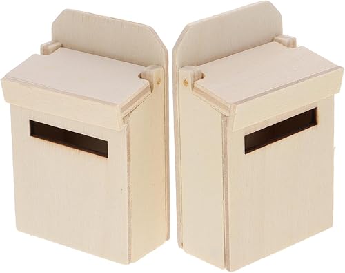 Miniatura 9 de Mini buzón – 6 piezas de madera casa de muñecas accesorios para casa de muñecas DIY micro paisaje decoración cosas mini buzón de madera muebles en