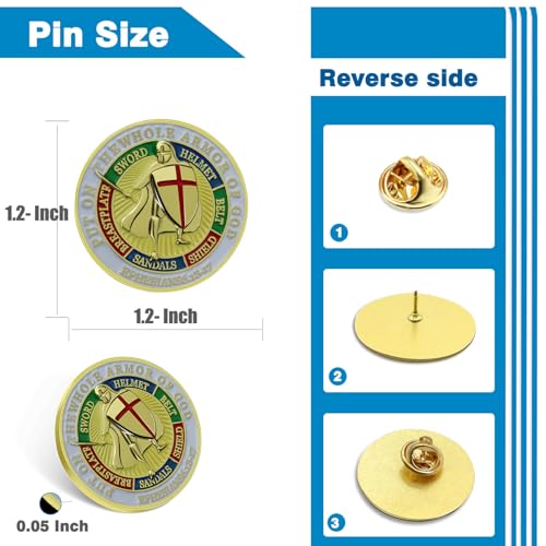 6/PacK Put On The Whole Armor Of God Enamel Lapel Pins -1.2in Armor Of God Badge coins -stand against the wiles of the devil -Ephesians 6 13-17 by MIDLE - Image 4