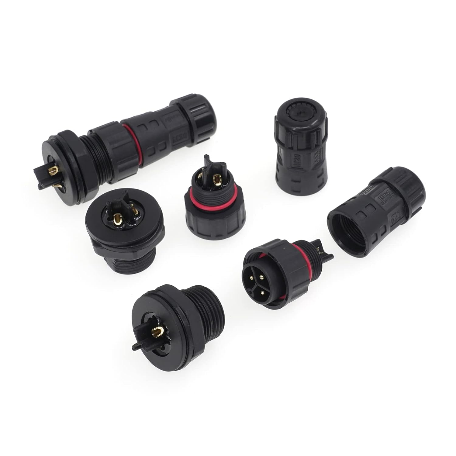 AOHUA IP68 Waterproof Connector (4-Pack), M20 3-Pin Industrial/Aviation Connector, (300V/15A) Male Plug & Front Female Panel Mount for Outdoor Electrical Wire Range Ø5.0-9.5mm, CE, UL, TUV, ROHS