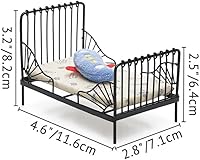 Vista 4 de Odoria 1/12 Miniatura Hierro Cama Dollhouse Muebles Accesorios, Negro