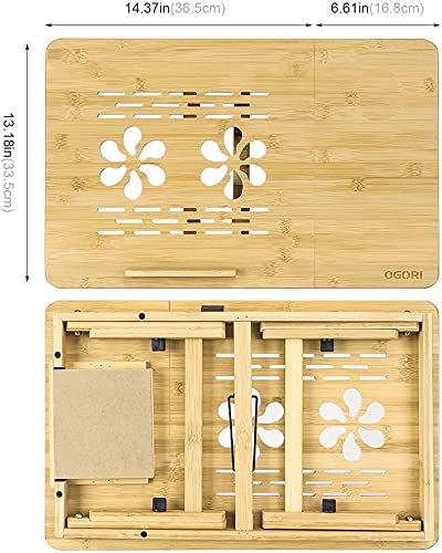 Kixre Laptop Desk, Bamboo Adjustable Lap Desks Table, Foldable Bed Desk with Drawer, Breakfast Serving Tray Table, Floor Table for Laptop, Sofa Couch, Writing Eating Surfing Reading, Portable Desk - Image 6