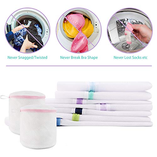 Wanapure 9Pcs Mesh Laundry Bag For Delicates, Lingerie Bags For Laundry - (1 Large & 4 Medium & 2 Small & 2 Bra Bags) For Garment, Underwear, Sock, Baby Clothes, Sweater, Travel, Washing Machine #TOP3