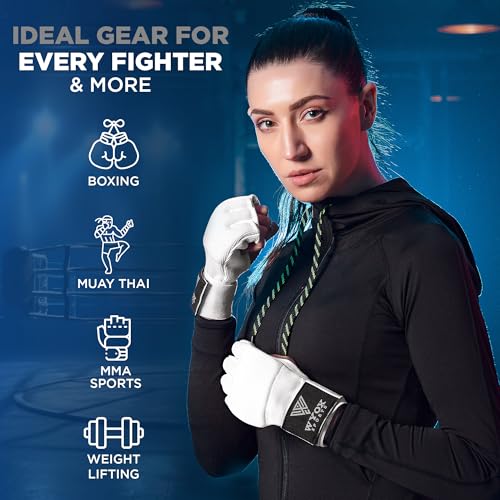 Image of WYOX Gel Boxing Hand Wraps Inner Gloves for Men & Women - 80cm /31inch Quick Wrist Strap, Padded Knuckle Support, Fingerless MMA Muay Thai Kickboxing Wraps for Training, Punching & Martial Arts