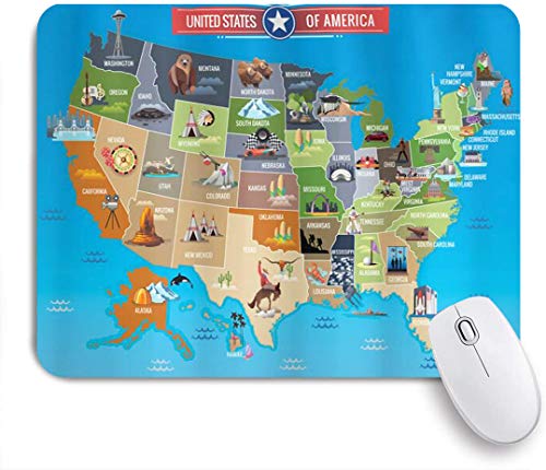 Preisvergleich Produktbild Benutzerdefiniertes Büro Mauspad,Americana Karte der Verwendung Beach Crayfish Cowboy Cornfield Lobster Golf Farming Pädagogische Kunst,Anti-slip Rubber Base Gaming Mouse Pad Mat