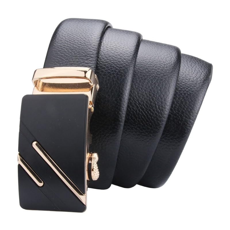 JSEIAJB Belt Men's Automatic Buckle Men's Youth Waist Belt Scratch Resistant Lychee Pattern Belt2