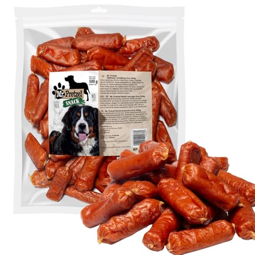 Mr. Pretzel Hundeleckerli 500g - Zarte Kaninchen-Würstchen, 85% Kaninchen - Proteinreicher Hundesnack für Training & Belohnung - Getreidefrei, Hypoallergen, Ohne künstliche Zusätze - für alle Hunde