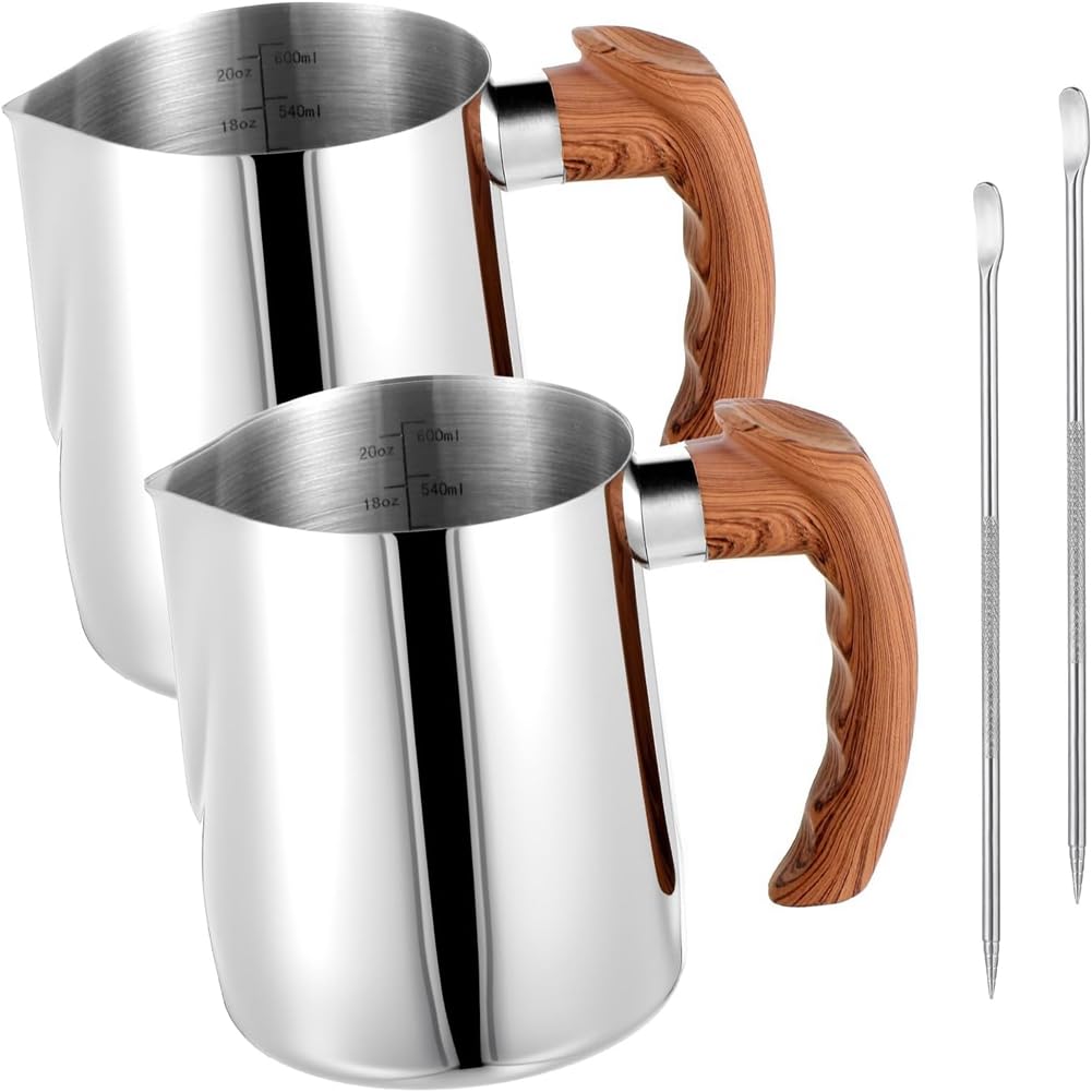 Hndhbfgrt Anti-Scald Handle for Coffee, Cappuccino Stainless Steel Milk Frothing Pitcher 20 Oz(600 Ml) Espresso Steaming Tool