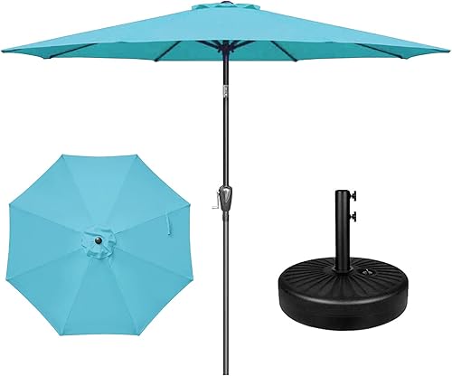 Miniatura 36 de YSSOA Sombrilla de patio de 9 pies con 8 varillas resistentes, paquete de 2 unidades de 9 pies, color rojo, paquete de 2