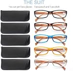 5Pack Reading Glasses Women Men,Square Lightweight Readers Comfort Spring Hinges