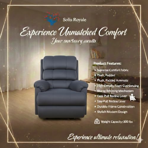 Image of 1 Seater Sofa Chair | Rocking & Revolving Motorized Recliner Lounge Chairs for Living Room Bedroom (Rocking and Revolving Manual, Hush Puffy-MN-RRR-Dark Grey)