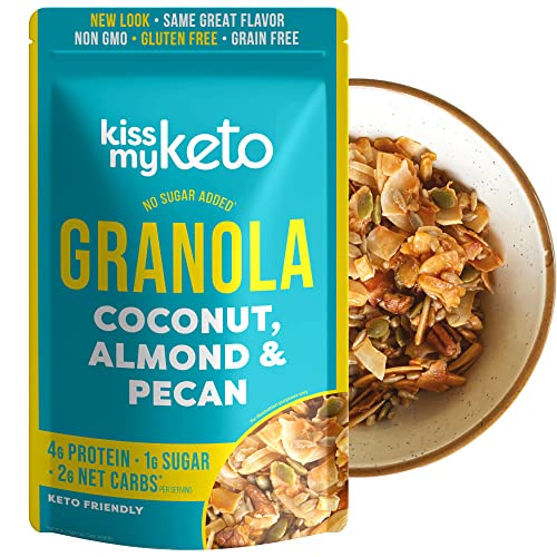 Kiss My Keto Granola Cereal – Coconut Almond Pecan Keto Granola Low Carb Cereal (2G-Net) Low Sugar Granola (1G) – Grain Free Granola Keto Cereal, Gluten Free Granola – Keto Nut Granola For Yogurt #TOP18