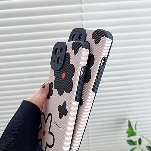 Cute Flower Phone Case Compatible With Iphone 13 Protective Cover Fashion Faux Leather Silicone Cases For Apple Iphone 13 - White #TOP5