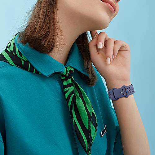Witzon Compatible With Fitbit Versa 2 Band, 4 Pack Breathable Replacement Wristbands Silicone Sport Bands For Versa 2 / Versa / Versa Lite Smartwatch For Women Men, Small, Black/Plum/Green/Blue Gray #TOP5