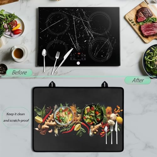 Image of Food Electric Stove Insulation Pad Heat & Stain Resistant Dish Drying Mat for Kitchen 30x21 Inch Cooktop Stove Guard Protector with Anti-Slip Grip Extra Large Mat