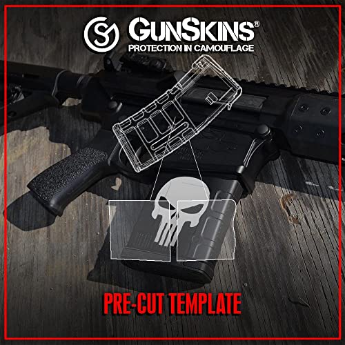 Gunskins Ar-10 Mag Skin - Premium Vinyl Mag Wrap With Precut Pieces - Easy To Install And Fits 20/25 Rd Magazines - 100% Waterproof Non-Reflective Matte Finish - Made In Usa - Gs Skull Black #TOP1