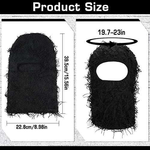 Distressed Balaclava Ski Mask Full Face Knitted Black Shiesty Mask For Cold Weather Yeat Distress Mask Beanie Cap For Men Women Winter Windproof Neck Warmer Ghost Hood One Size Fits All #TOP1