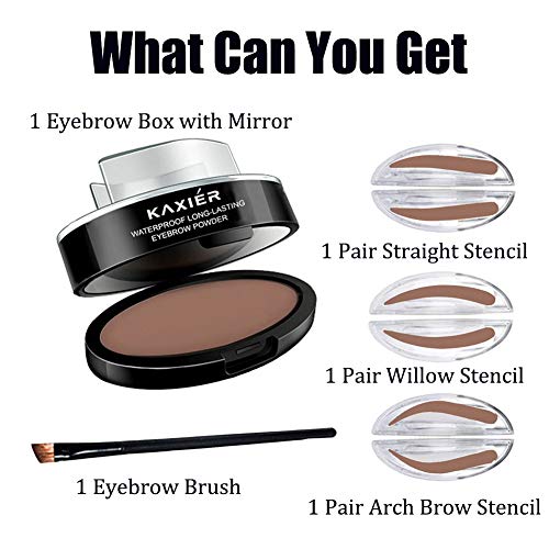 Gl-Turelifes 3 Pairs Of Seals Eyebrow Stamp With Brow Brush Perfect Eye Brow Power One Second Make Up Nature Brow(Dark Brown) #TOP4