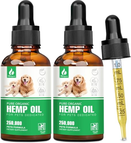 Pet Hemp Oil for Dogs and Cats,Organic Hemp Extract Drops, Sleep Aid Anxiety,Stress, Hip & Joint Pain Relief, Dog Calming Treats Rich in Omega 3-6-9, Natural Pet Hemp Oil（Natural）