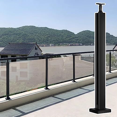Poste de barandilla de cristal ajustable exterior negro para balaustres de paneles 10-12mm 2