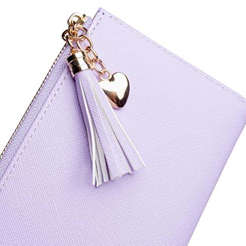 Image of Valentoria Womens Wallet Cute Elegant Long Slim Card Holder Case Minimalist Coin Purse Thin Tassels Zip Clutch Wallets for Girls Ladies | Cute