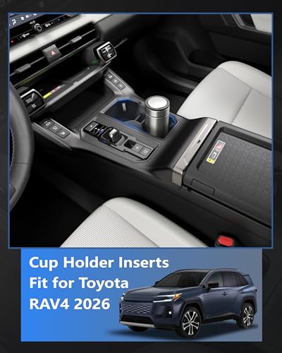 Image of Cup Holder Inserts for Toyota RAV4 2026 Accessorie (LE /SE /XLE /Woodland /XSE) | Non-Slip Silicone Center Console Protector Organizer to Prevent Spills & Scratches, Easy to Clean