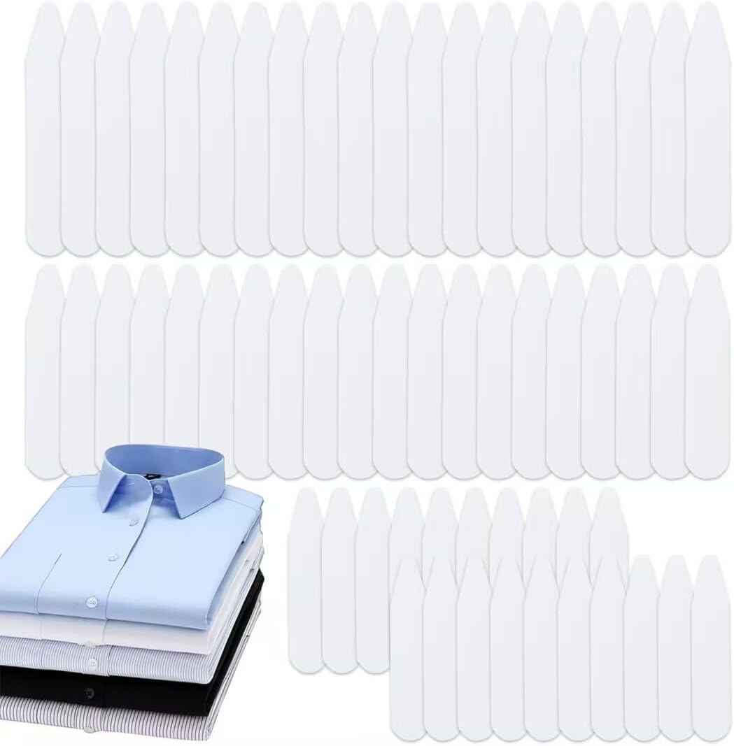 Shirt Collar Stiffeners, 60 Pcs White Collar Corner Inserts, PVC Material Shirtcollar Holders, 3 Sizes Plasticcollar Stays, Extender for Home Use Organizing Travel Mens Dress Shirt