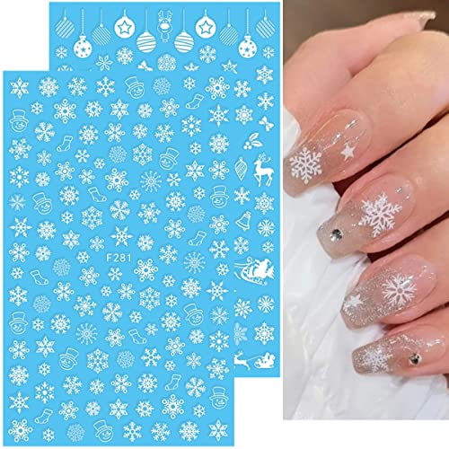 10 Sheets Christmas Nail Art Stickers 3D Xmas Nail Decals Winter Snowflake Santa Claus Snowman Buffalo Plaid Reindeer Nail Stickers For Christmas Nail Designs Decorations Manicure Tips Charms #TOP5