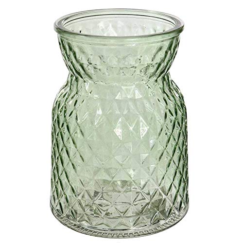 Textured Green Glass Flower Bud Vase Jar Home Decoration Decor Ornament