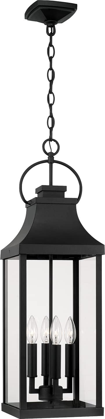 Capital Lighting 946442OZ Bradford Clear Glass Outdoor Hanging Lantern, 4-Light 240 Total Watts, 30" H x 9" W, Oiled Bronze