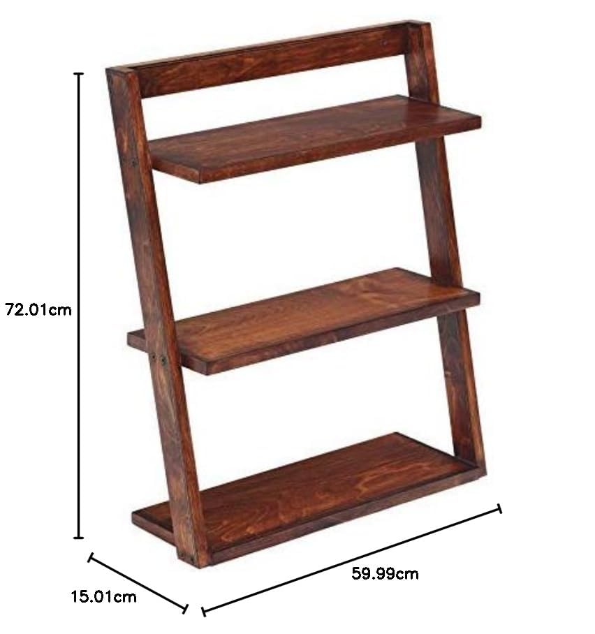 GOKUL ART Wooden Wall Mounted Ladder Book Shelves for Living Room