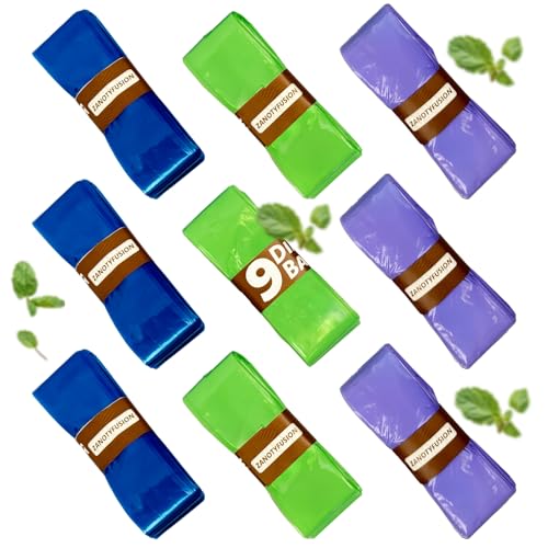 9 Pack Nappy Bin Bags Refills – 3 Blue, 3 Green, 3 Purple – Diaper Pail Refill, Scented Anti-Odor Antibacterial Multi-Layer Films Holds 1840 Nappies – Fits All Trash Bins & Most Nappy Disposal Systems