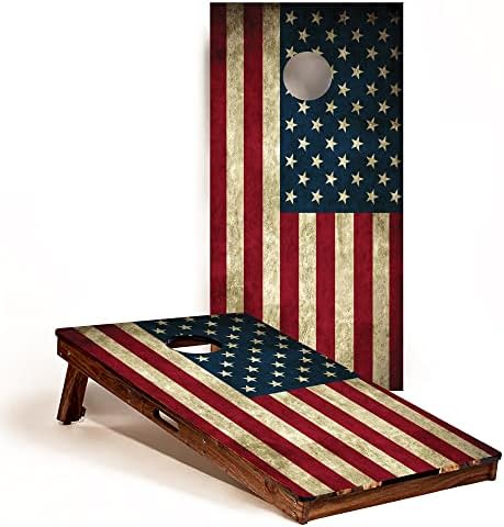Cornhole Board Wrap GRAPHIX Express - C190 Distressed American Flag - Patriotic Laminated Weatherproof Vinyl Decal - Easy Bubble-Free Application - Stickers Dimensions: 2' x 4' - Set of 2