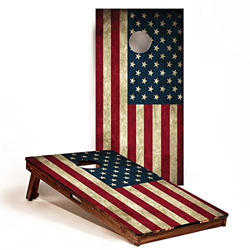 Cornhole Board Wrap Graphix Express - C190 Distressed American Flag - Patriotic Laminated Weatherproof Vinyl Decal - Easy Bubble-Free Application - Stickers Dimensions: 2' X 4' - Set Of 2 #TOP26