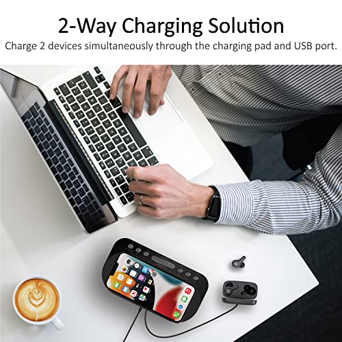 Iluv Morning Call 5 Qi-Certified Wireless Charging Bedside Digital Alarm Clock, 1.2" Jumbo Led Dual Alarm, Fm Radio With 10 Presets, Usb Charging Port, Sleep Timer, 3-Level Dimmer, Battery Backup #TOP3