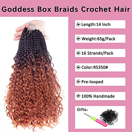 Cookoo 14 Inch Boho Box Braids 8 Packs Goddess Box Braids Crochet Hair Bohemian Hippie Braiding Hair With Curly Ends Messy Pre-Looped Synthetic Crochet Hair For Black Women 128 Strands Rs350# #TOP1