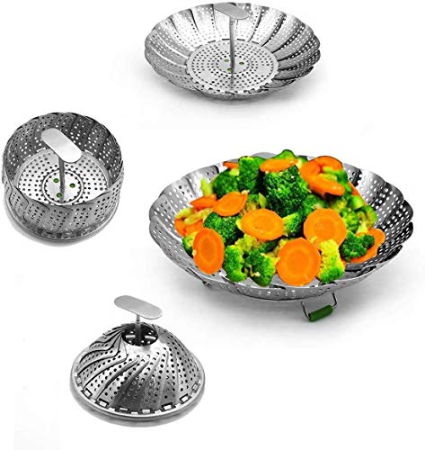 3D.Mr.Se�or Vaporera Plegable de Acero Inoxidable, [Versi�n �ltima ] Utilizada para Cocinar Pescados y Mariscos Vegetarianos, Se Puede Ampliar para Adaptarse a Varios Tama�os de Ollas (14-23CM)